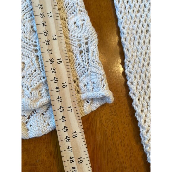 Vintage-Style Knit Sweater By IS 2 X Small 100% Cotton Beige Long-Sleeve Boho Ch - Picture 7 of 8